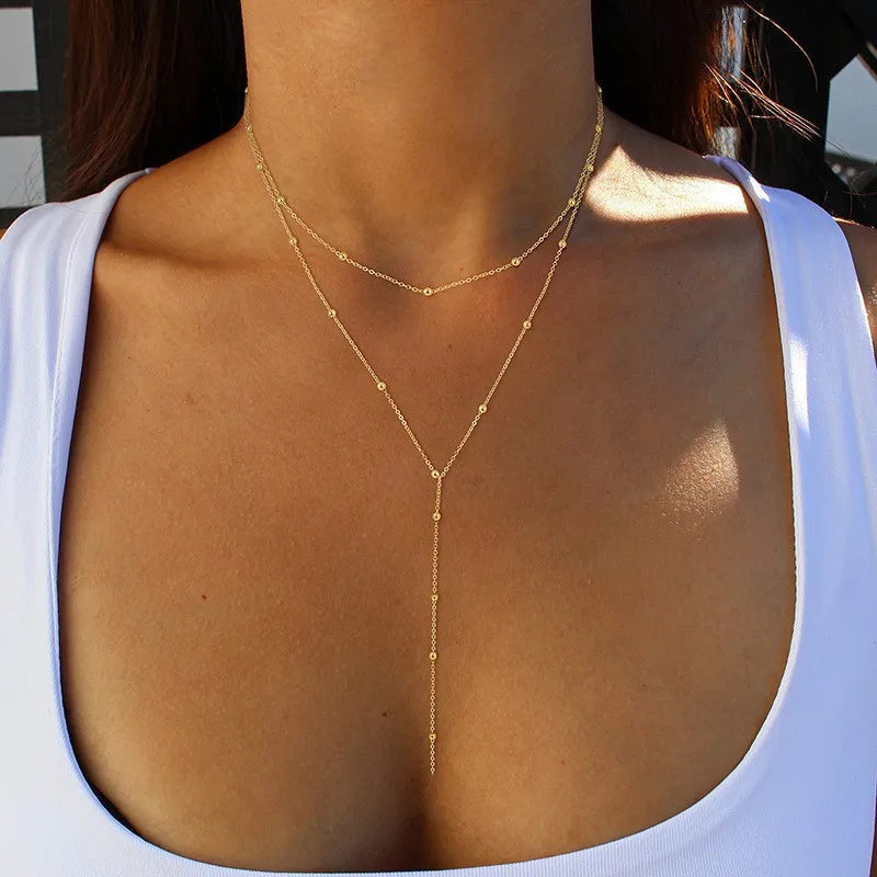 Simple Beaded Tassel Necklace – Women’s Layering Accessory Gift