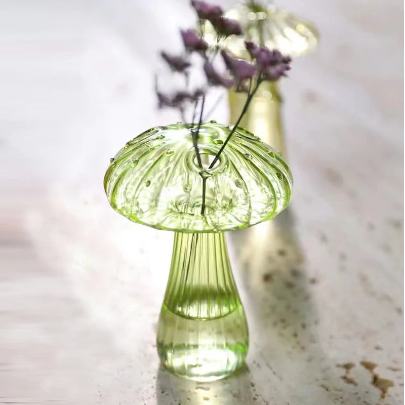 Colorful Mushroom Glass Vase – Creative Hydroponic Decor