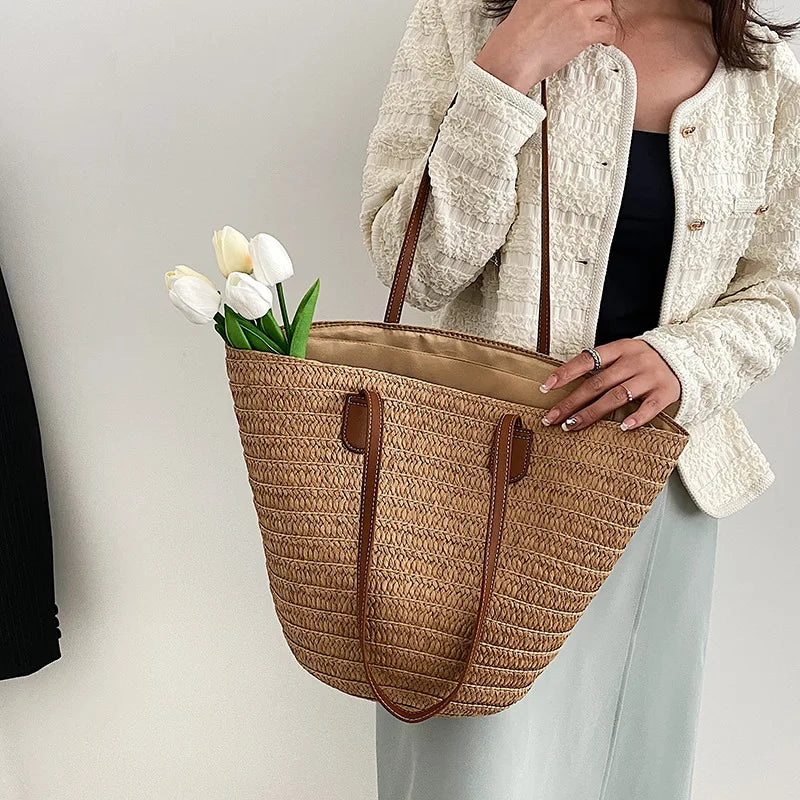 Luxury Bali Tote – Elegant Straw Beach Bag for Women