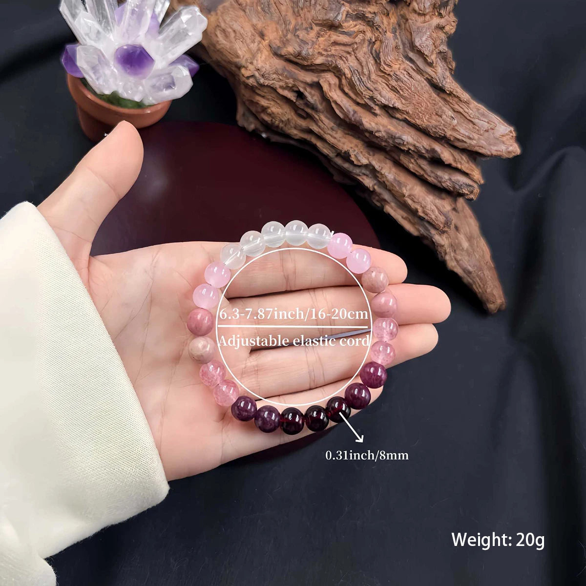 Pink Amethyst Self-Love Bracelet – Natural Stone Couple Gift, Handmade Jewelry