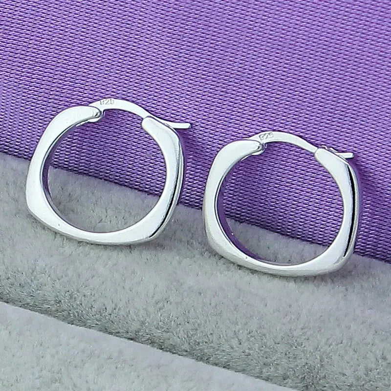 New Trendy 925 Sterling Silver Simple Fashion 3.5cm/5cm Circle Round Hoop Earring for Woman Fine Jewelry