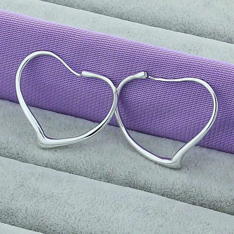 New Trendy 925 Sterling Silver Simple Fashion 3.5cm/5cm Circle Round Hoop Earring for Woman Fine Jewelry