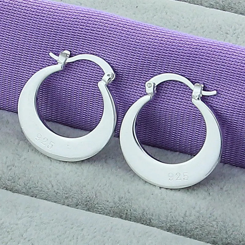 New Trendy 925 Sterling Silver Simple Fashion 3.5cm/5cm Circle Round Hoop Earring for Woman Fine Jewelry