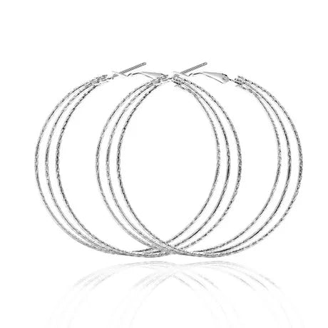 New Trendy 925 Sterling Silver Simple Fashion 3.5cm/5cm Circle Round Hoop Earring for Woman Fine Jewelry