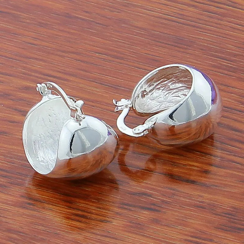 New Trendy 925 Sterling Silver Simple Fashion 3.5cm/5cm Circle Round Hoop Earring for Woman Fine Jewelry