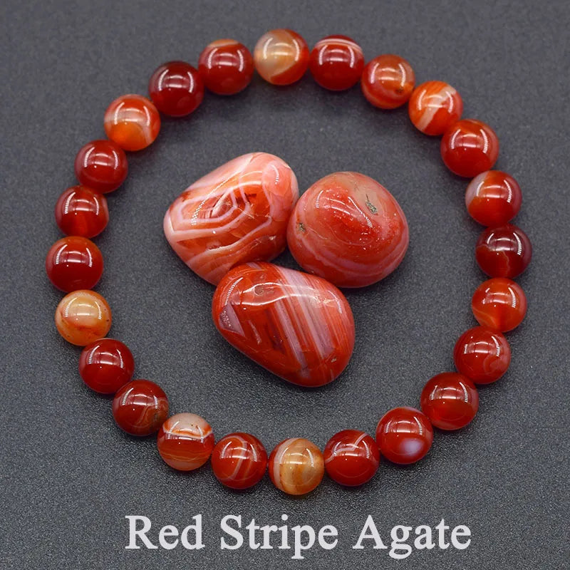 Natural Agate Beaded Bracelet – Tourmaline Color Energy Healing Jewelry for Women