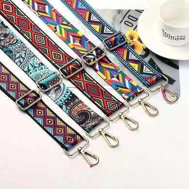 Adjustable 3.8cm Wide Ethnic Style Colorful Ribbon Shoulder Strap for Ladies' Bags
