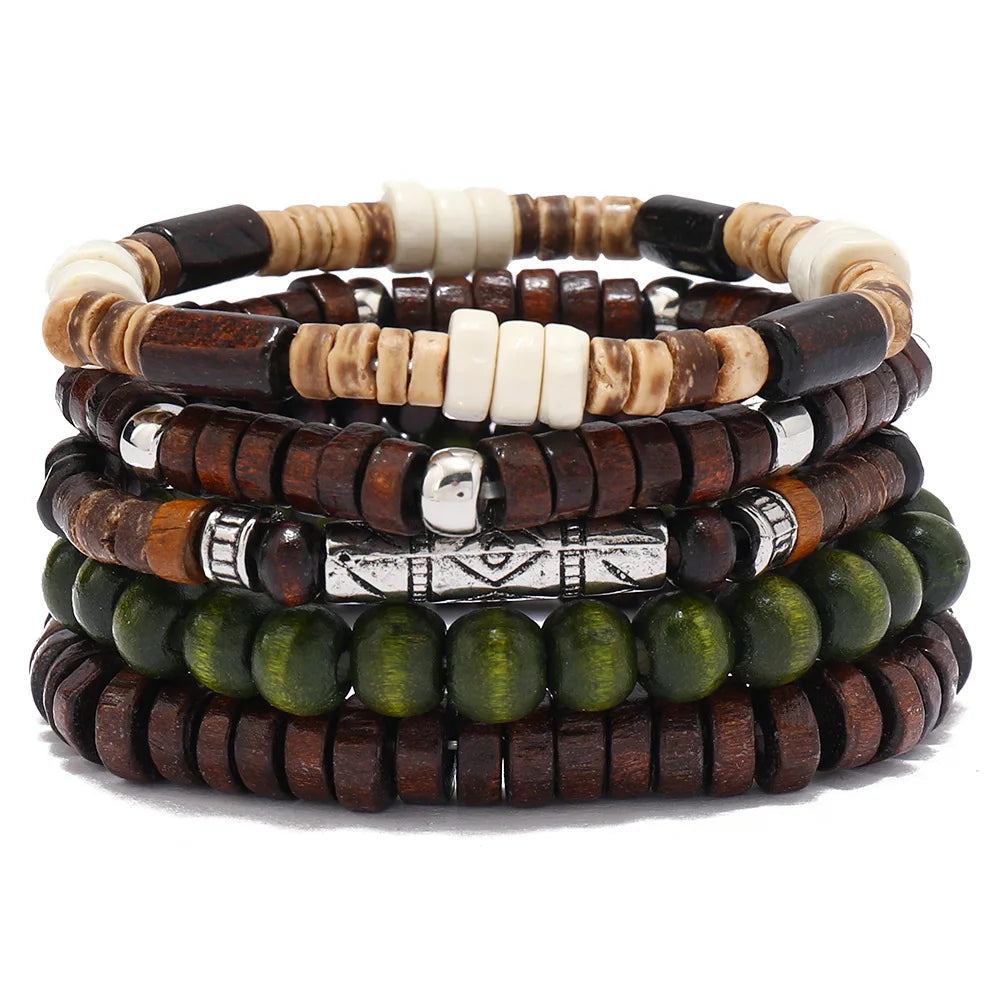Bohemian Wood Bead & Cactus Charm Bracelets – Hamsa, Butterfly Designs for Men & Women
