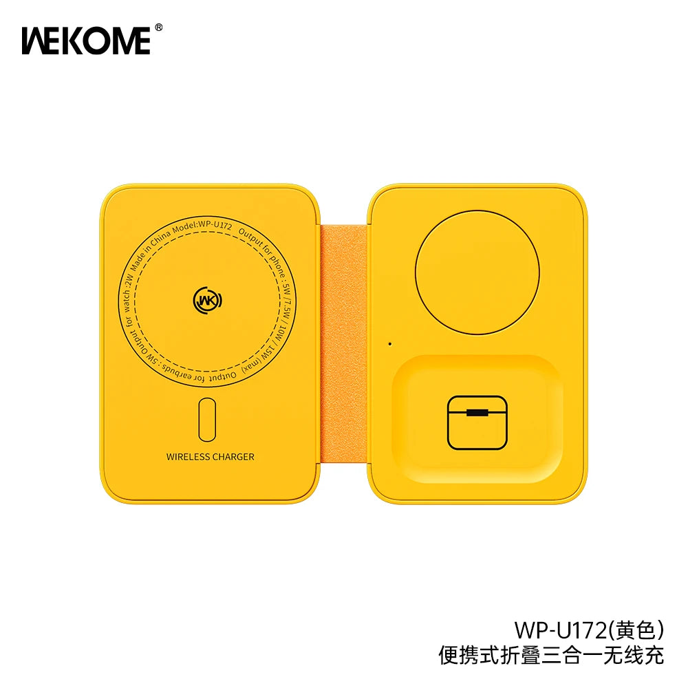WEKOME 3-in-1 Portable Wireless Charger 15W – Magnetic Phone Holder, Vertical Fast Charging