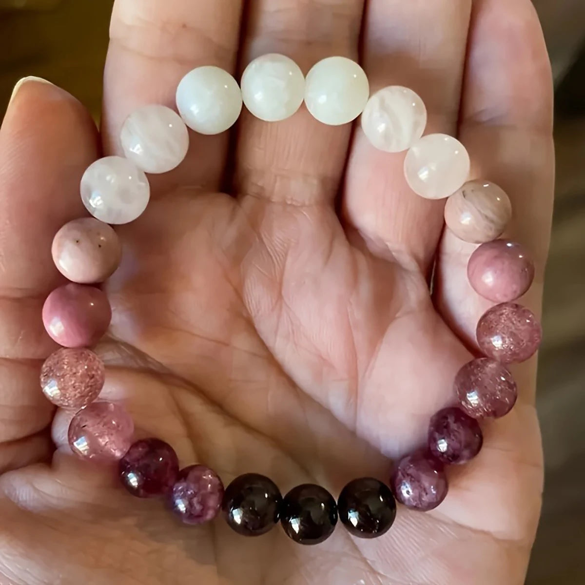 Pink Amethyst Self-Love Bracelet – Natural Stone Couple Gift, Handmade Jewelry