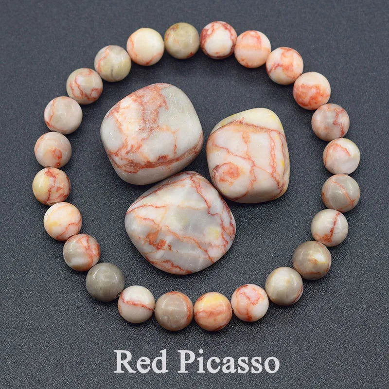 Natural Agate Beaded Bracelet – Tourmaline Color Energy Healing Jewelry for Women