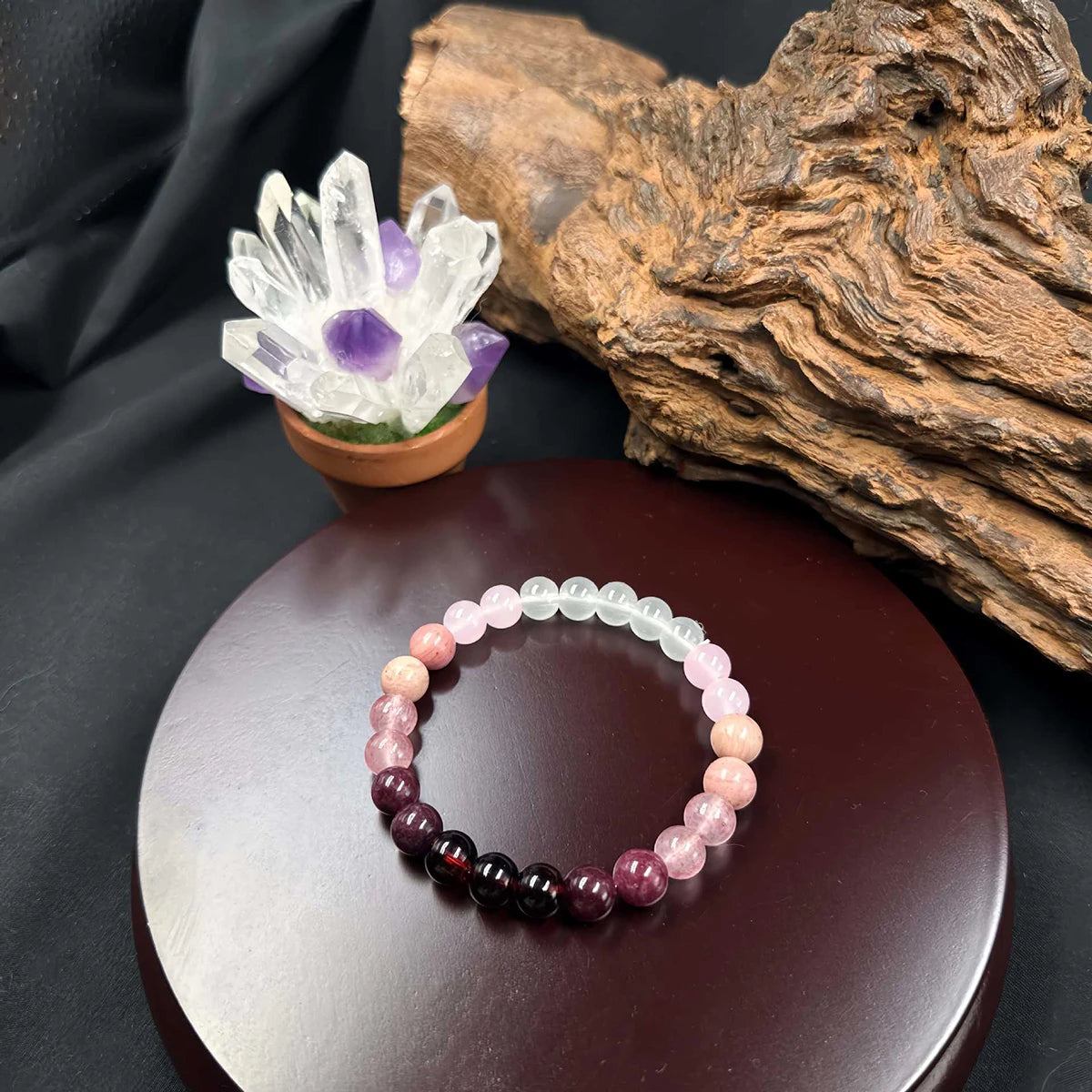 Pink Amethyst Self-Love Bracelet – Natural Stone Couple Gift, Handmade Jewelry