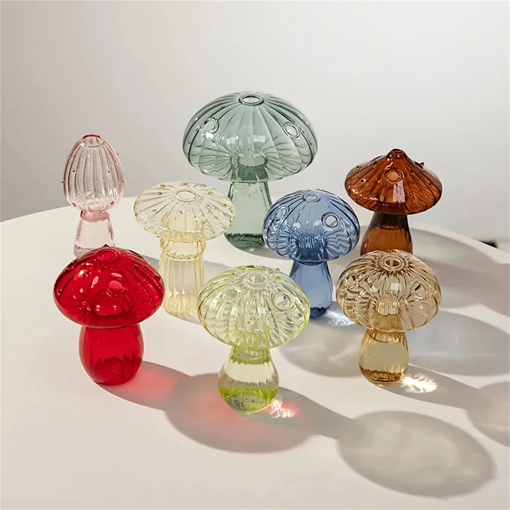 Colorful Mushroom Glass Vase – Nordic Style Room Decor