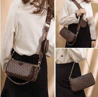 Luxury 3-IN-1 Designer Women's Leather Handbag with Crossbody Strap