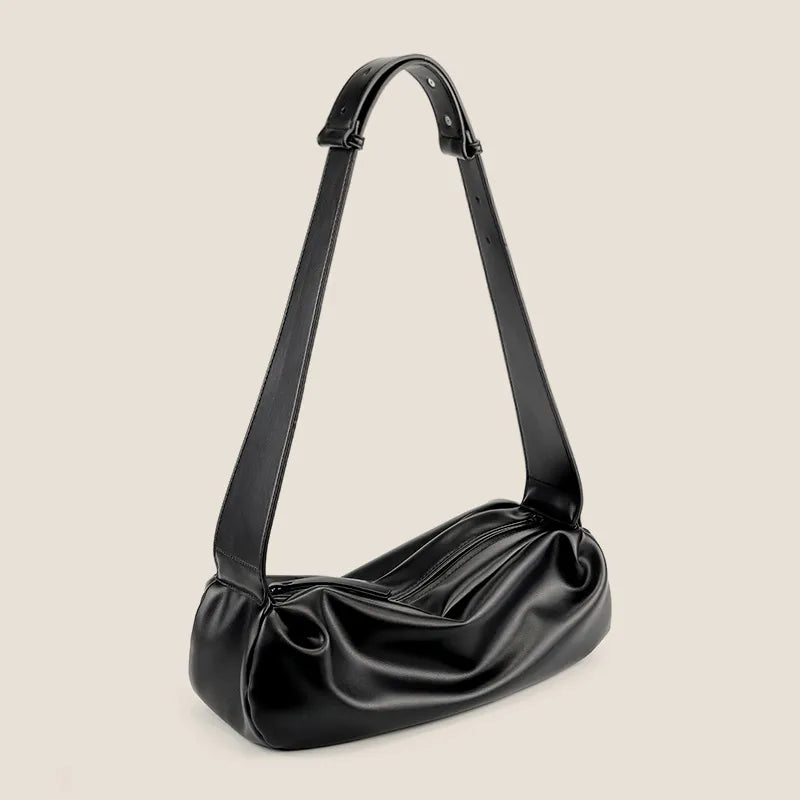 Stylish Crossbody Shoulder Bag with Wide Strap: Half Moon Design