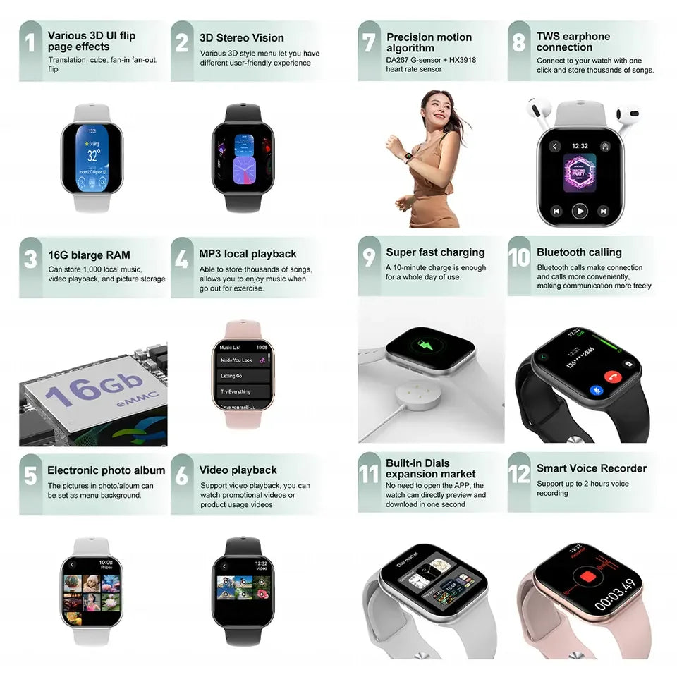 2025 Series 10 Smartwatch GPS Bluetooth Call Music Video Heart Rate Waterproof NFC
