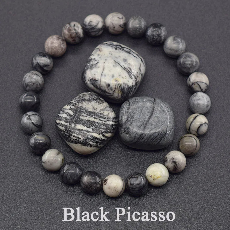 Natural Agate Beaded Bracelet – Tourmaline Color Energy Healing Jewelry for Women