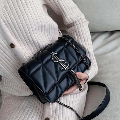 Simplistic Luxury Designer Square Bag with Tassel and Lock