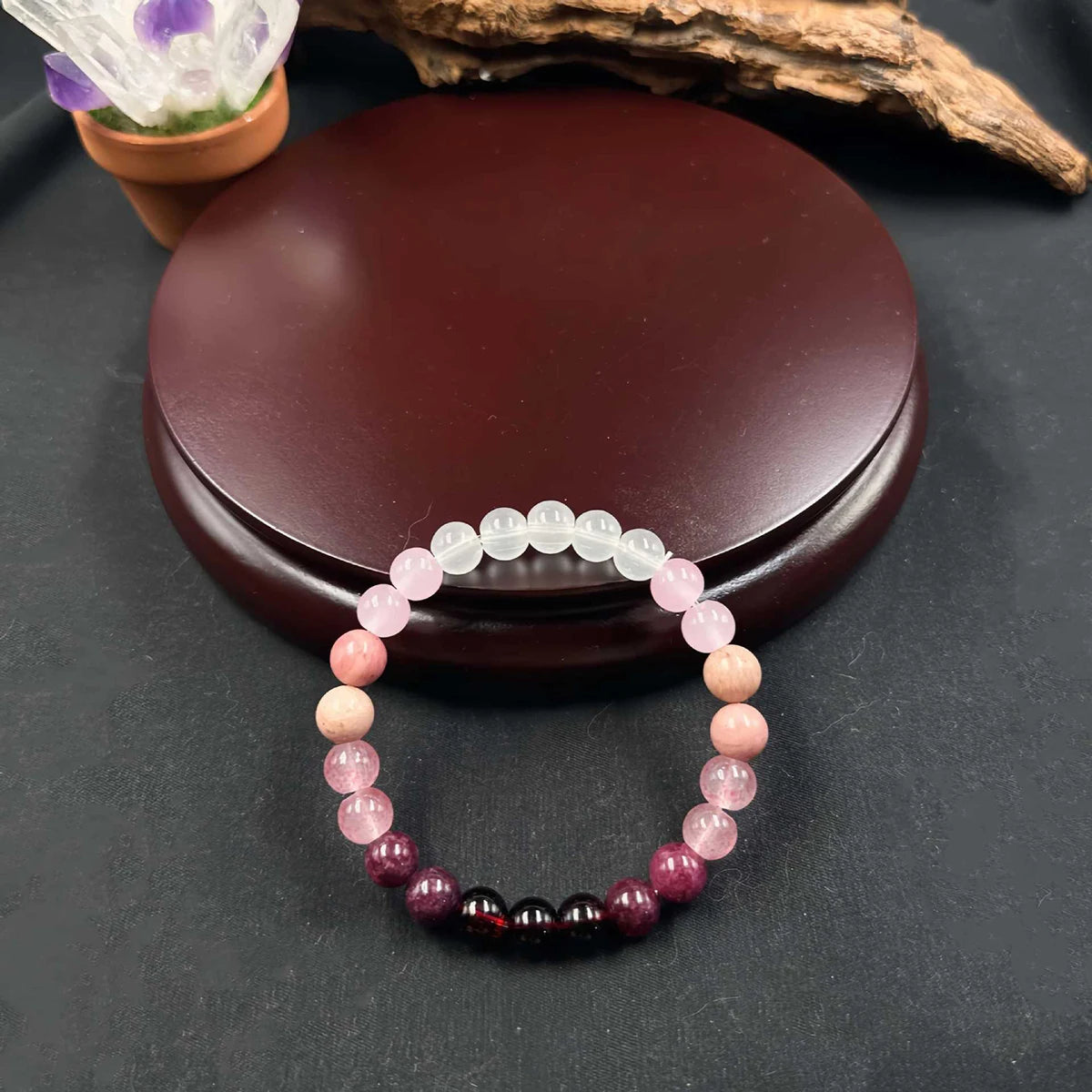 Pink Amethyst Self-Love Bracelet – Natural Stone Couple Gift, Handmade Jewelry