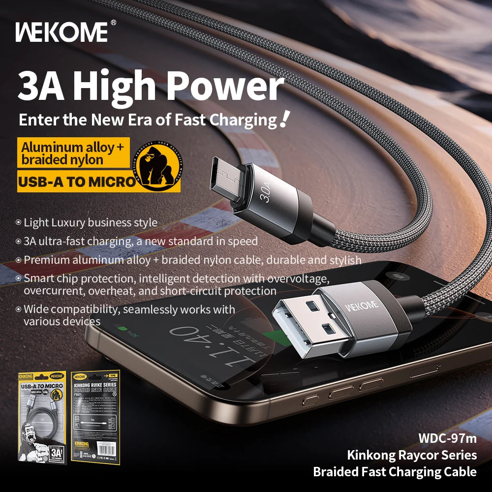 WEKOME 6A 60W Braided Fast Charging Cable – Universal Type-C & Micro USB