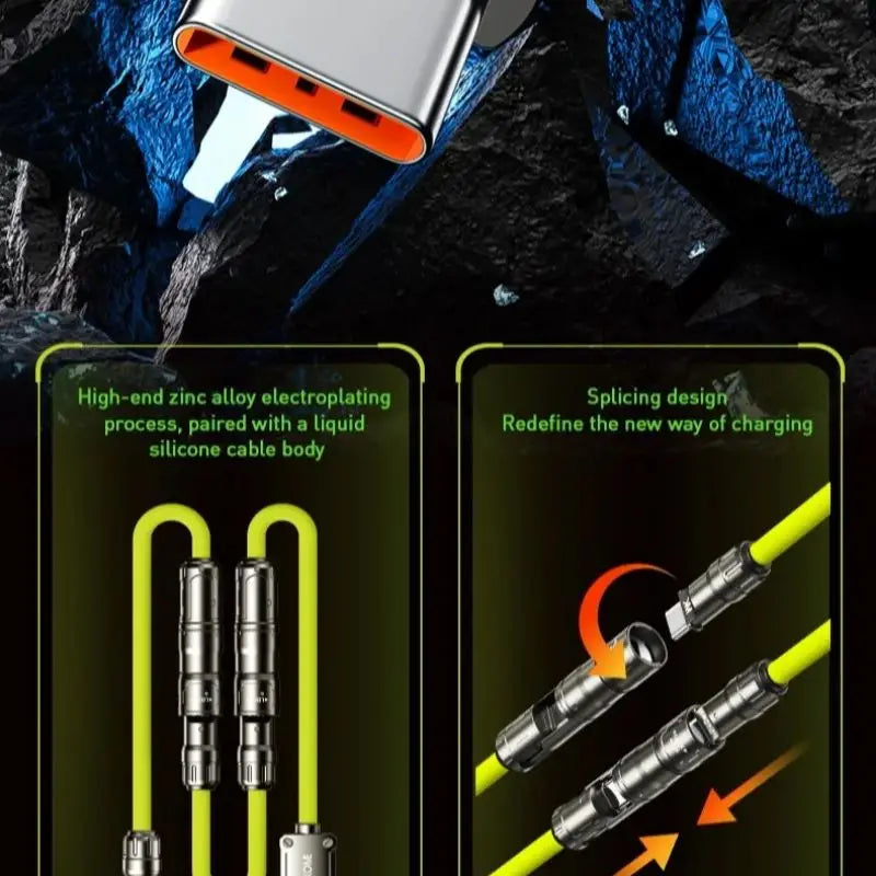 WEKOME 240W 6-in-1 Fast Charging Data Cable – Universal Multi Connector Mecha Design