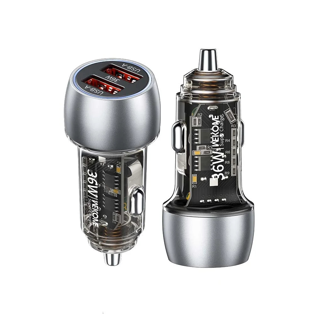 WEKOME Mini 36W Car Charger Super Fast QC3.0 Dual Port Car Charging