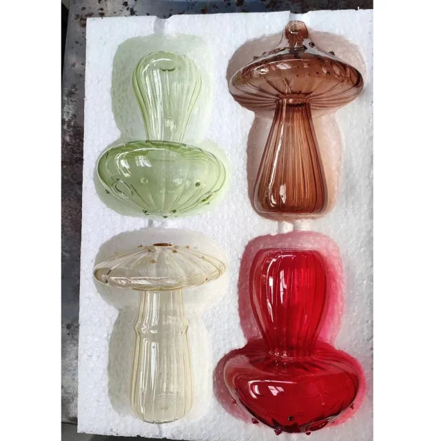 Colorful Mushroom Glass Vase – Nordic Style Room Decor