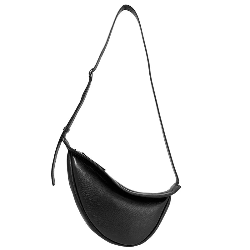 Stylish Leather Chest Bags: Women's Solid Color, Single Strap, Half-Moon Design