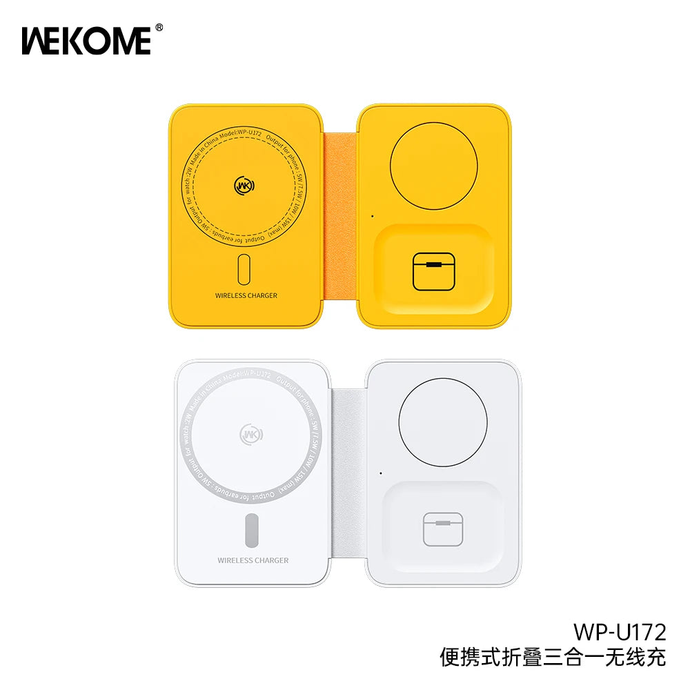 WEKOME 3-in-1 Portable Wireless Charger 15W – Magnetic Phone Holder, Vertical Fast Charging