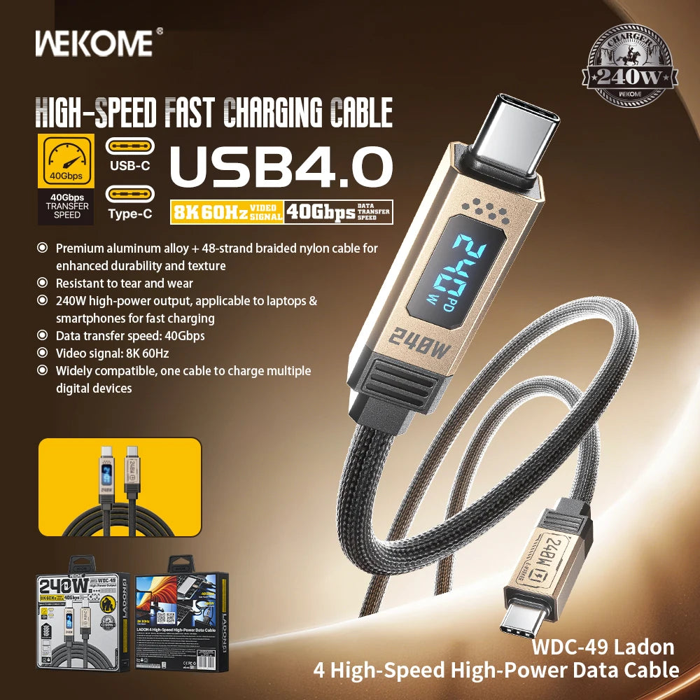 Limited Offer: WEKOME 240W Super Fast Charging Cable with Power Display