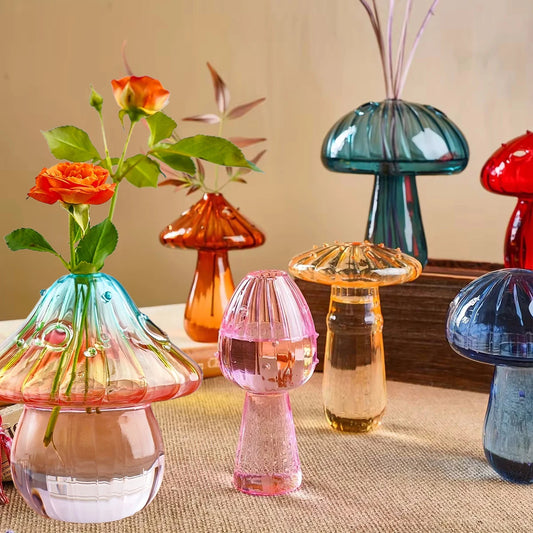 Colorful Mushroom Glass Vase – Nordic Style Room Decor