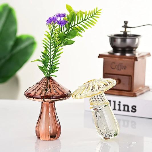 Colorful Mushroom Glass Vase – Creative Hydroponic Decor