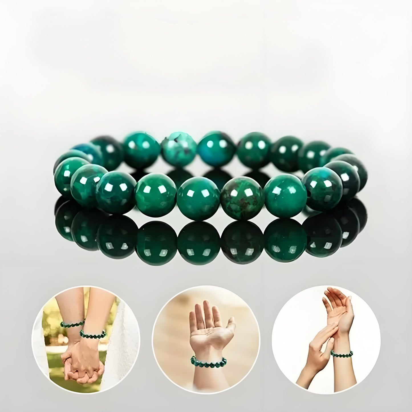 Natural Chrysocolla Malachite Stone Bead Bracelet for Men & Women – Healing Energy Jewelry
