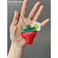Handmade Berry Trouble Strawberry Bag Charm – 3D Girly Heart Strawberry Keychain, Platinum Kelly Bag Pendant, Cute Luxury Handbag Accessory Gift