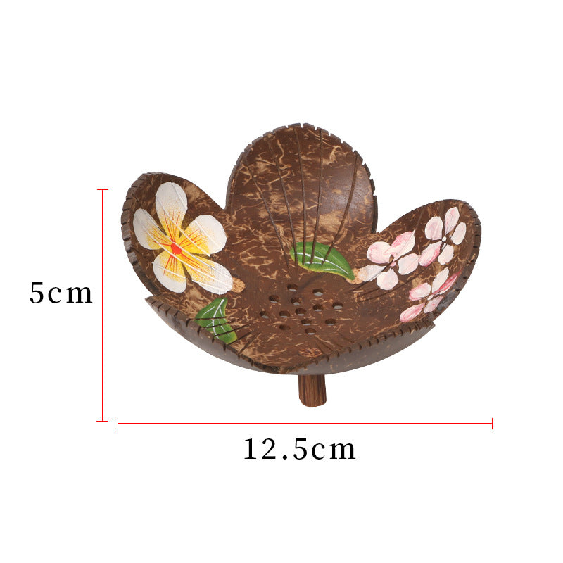 Bloom & Drain – Handcrafted Coconut Shell Floral Soap Dish