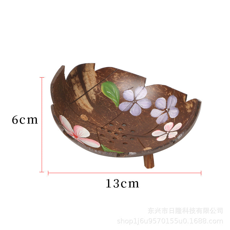 Bloom & Drain – Handcrafted Coconut Shell Floral Soap Dish