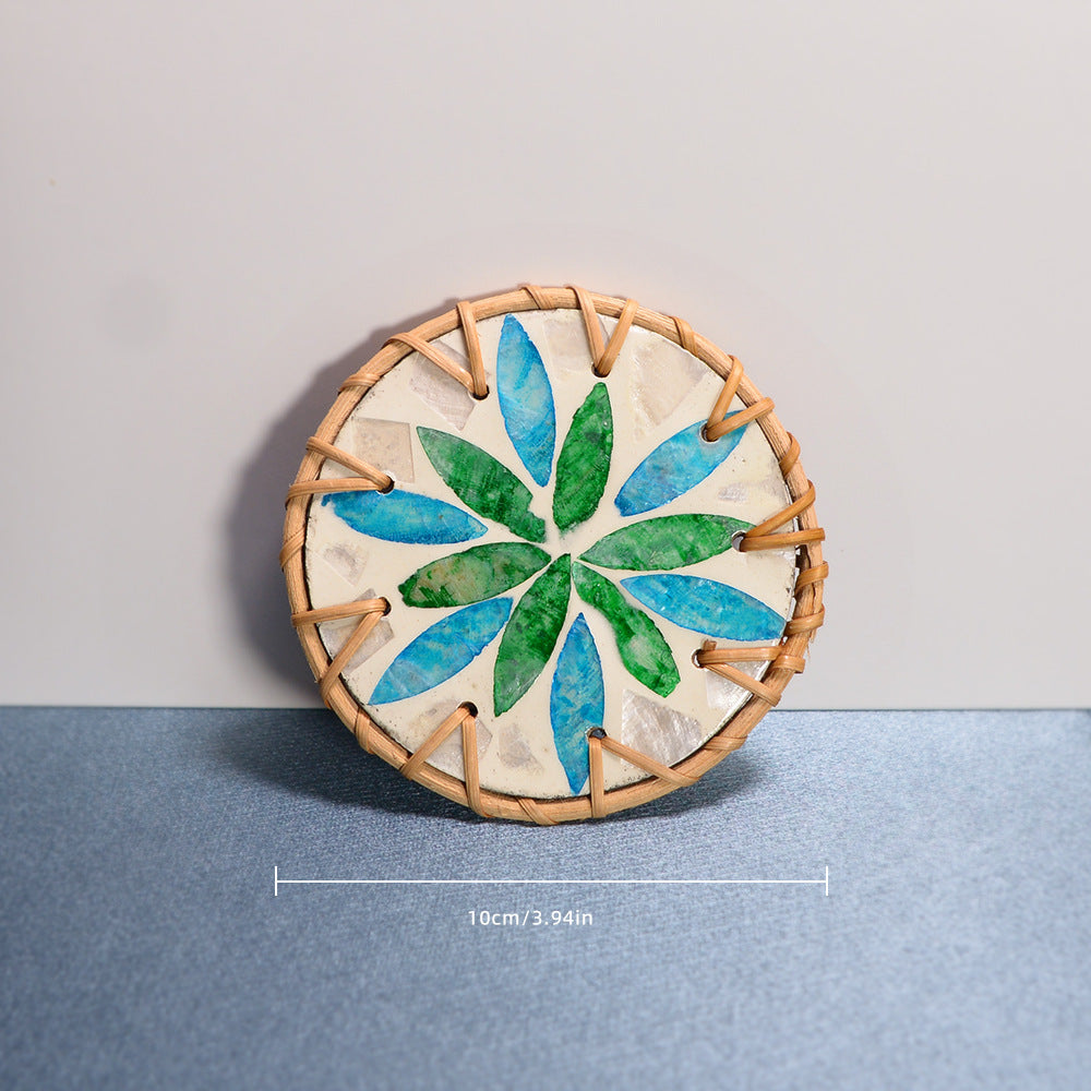 Creative Painted Shell Insulation Pad – Artisan-Crafted Heat Protection for Your Home