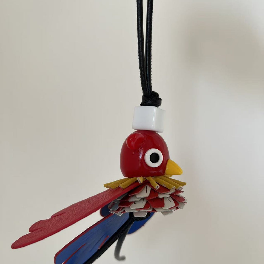 High-End Elf Pink & Little Black Didi Genuine Cowhide Keychain Pendant – Cute Couple Bag Charm Accessory