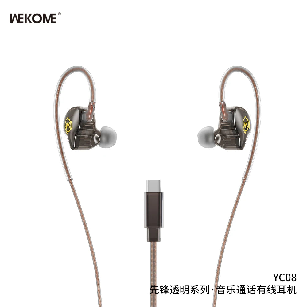 WEKOME Pioneer Transparent Music Call Wired Earphones