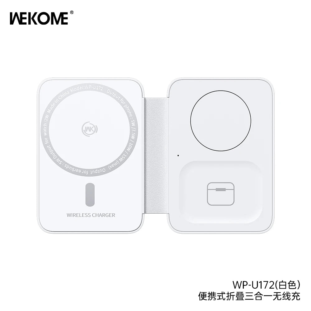 WEKOME 3-in-1 Portable Wireless Charger 15W – Magnetic Phone Holder, Vertical Fast Charging