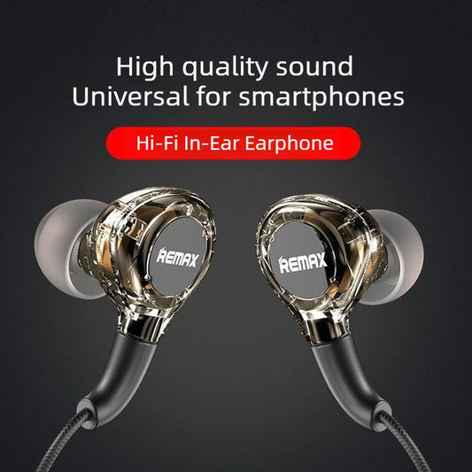 REMAX Transparent Wired Earphones with In-Line Mic (3.5mm/Type-C Universal)