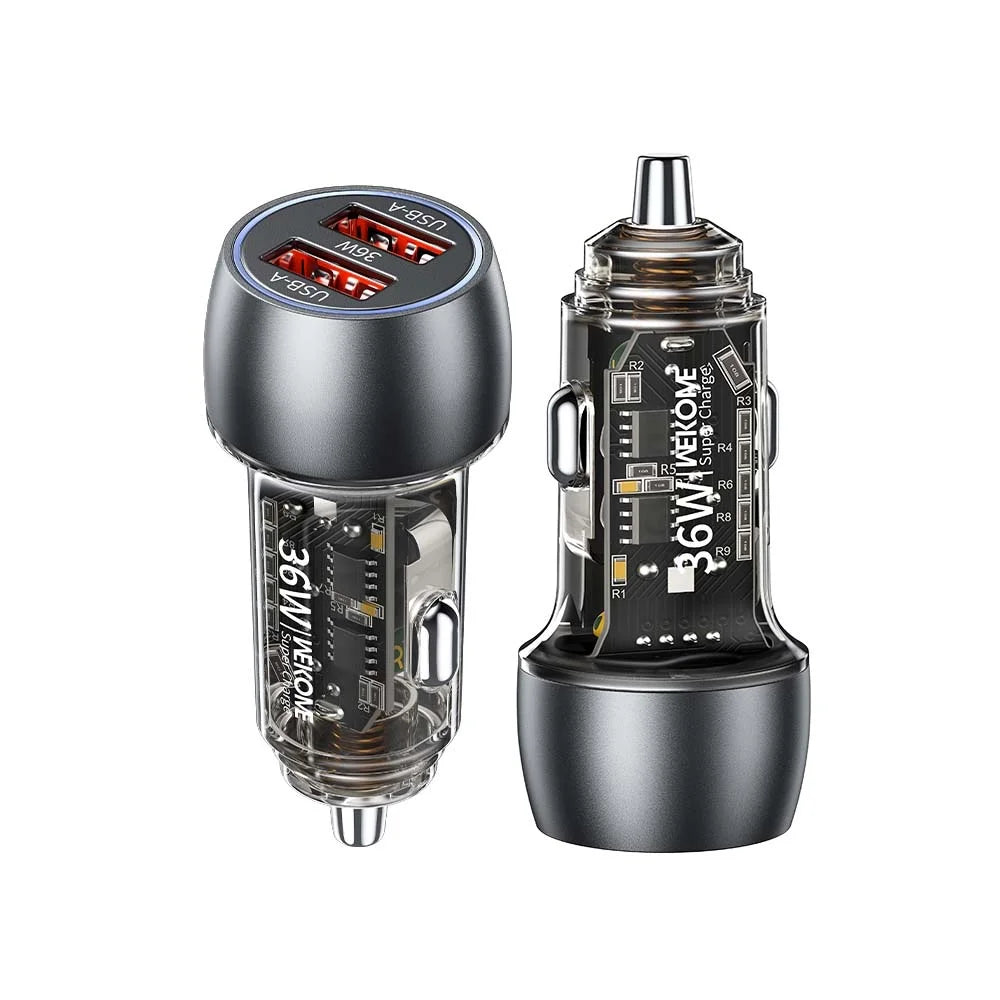 WEKOME Mini 36W Car Charger Super Fast QC3.0 Dual Port Car Charging