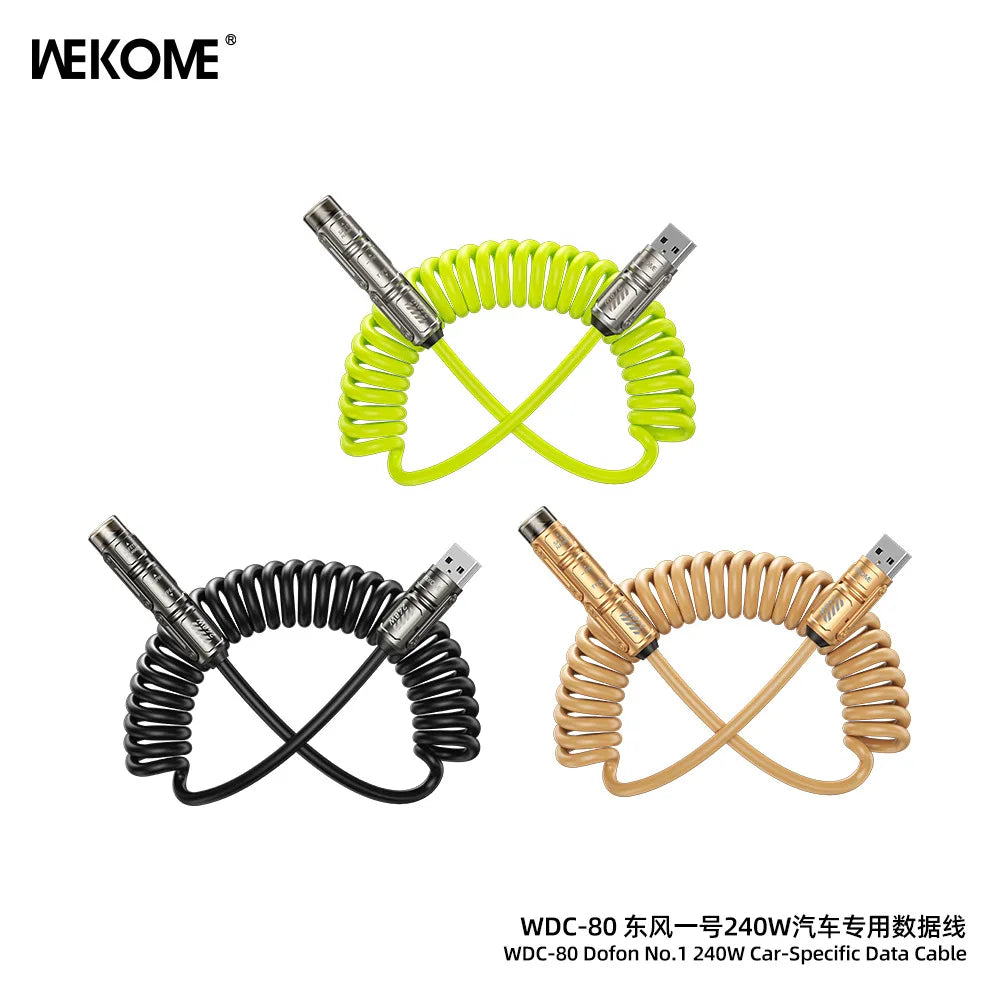 WEKOME 240W 7-in-1 Spring Fast Charging Data Cable for iPhone 15/16 & Android