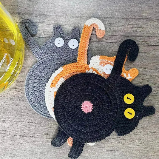 Funny Cat Butt Heat-Resistant Coaster – Durable & Easy to Clean