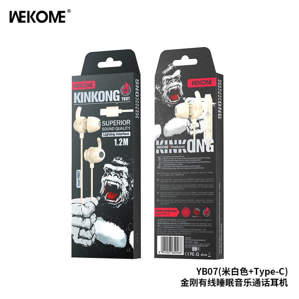 WEKOME Sleep Noise Reduction Wired Headset – Type-C / 3.5mm, In-Ear Soft Silicone, iPhone Compatible