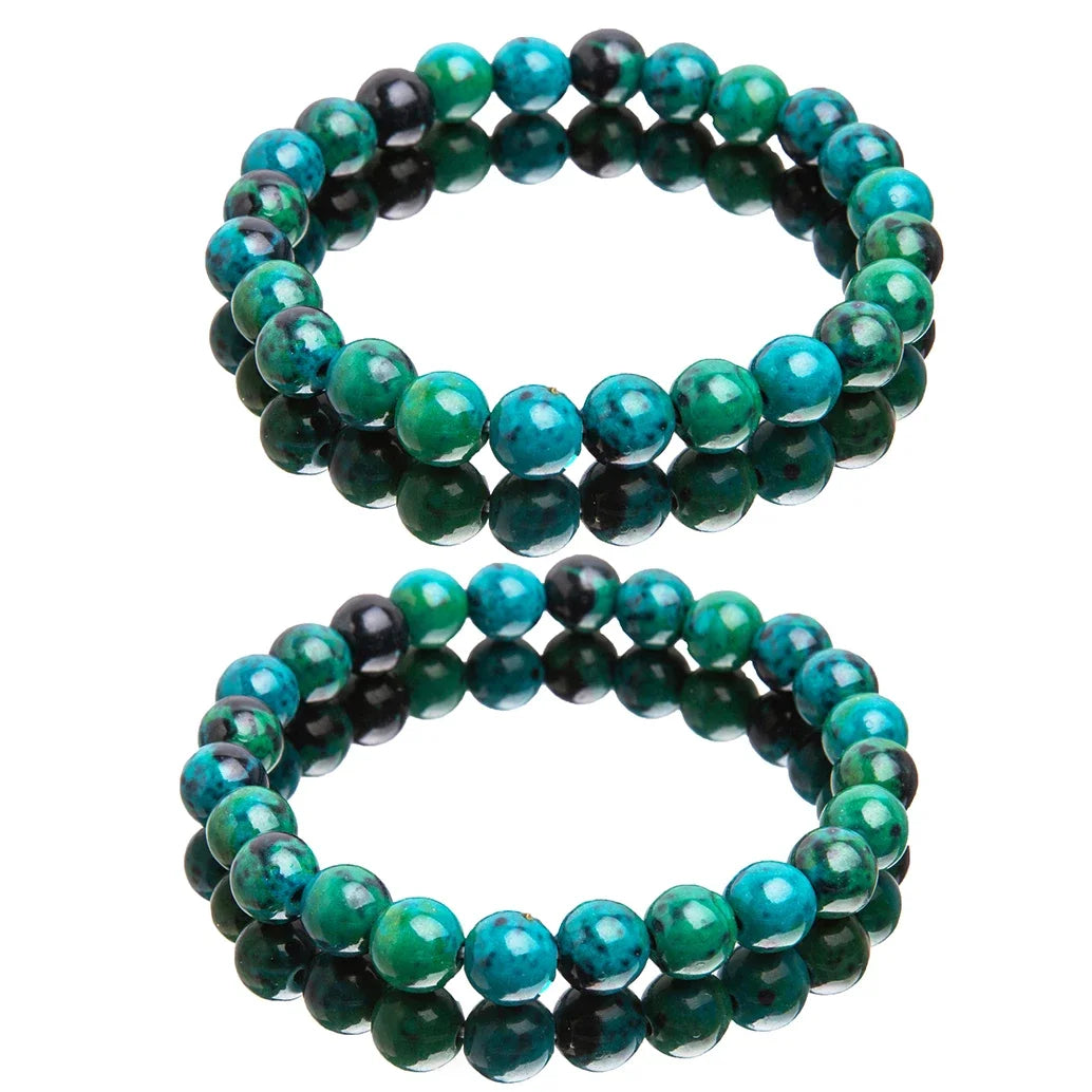 Natural Chrysocolla Malachite Stone Bead Bracelet for Men & Women – Healing Energy Jewelry