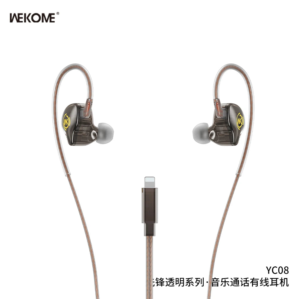 WEKOME Pioneer Transparent Music Call Wired Earphones