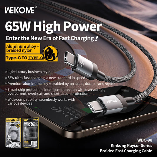WEKOME 6A 60W Braided Fast Charging Cable – Universal Type-C & Micro USB