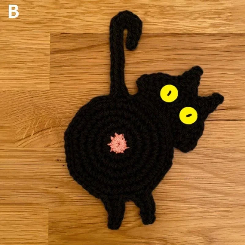 Funny Cat Butt Heat-Resistant Coaster – Durable & Easy to Clean