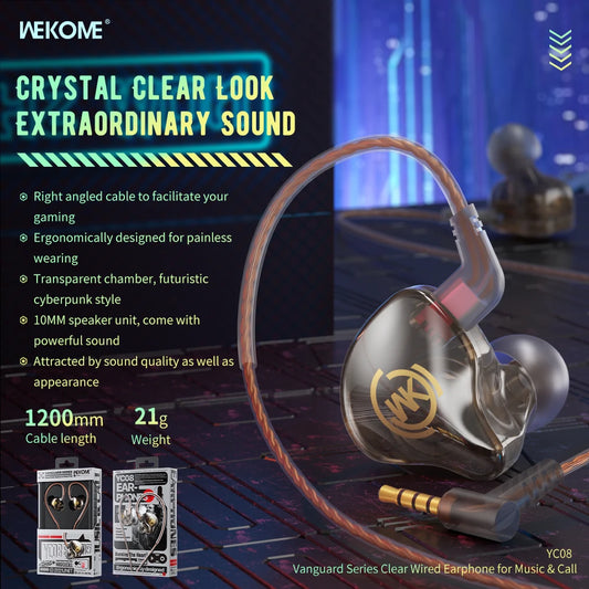 WEKOME Pioneer Transparent Music Call Wired Earphones